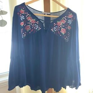 Miss Me Navy Embroidered Too